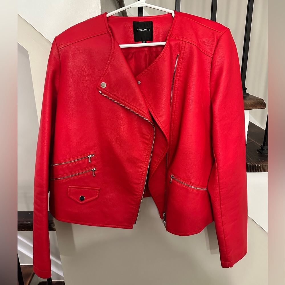 Dynamite Bold Red Leather Jacket